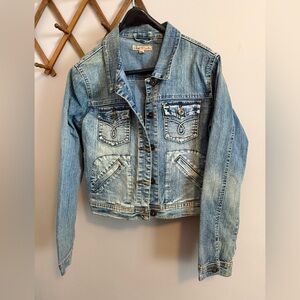 Y2K vtg Illegal The Original Denim Blue Acid Wash Jean Jacket XL